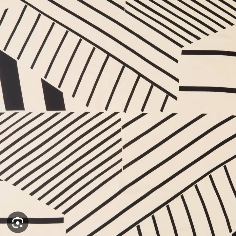 Cream & Black Geometric Print Head Scarf – Satin Hair Wrap